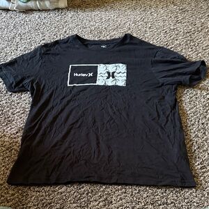 Hurley Black Tee with Abstract Gray Design